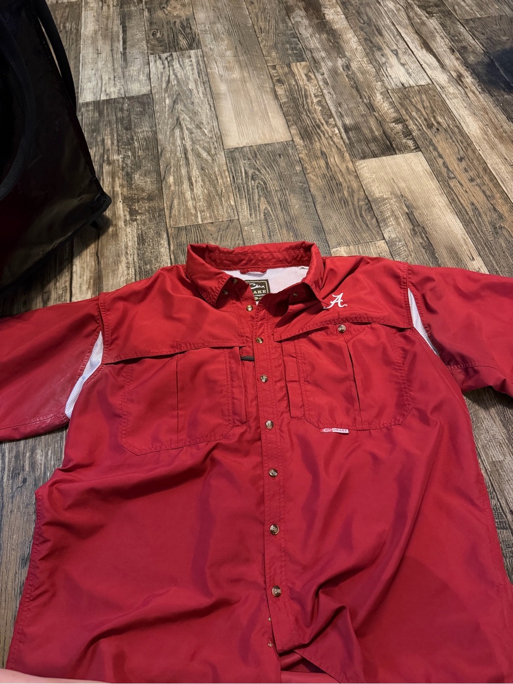 Drake Red Lightweight Button-Up Jacket Shirt with White Accents